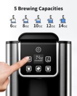 Hot & Iced Coffee Maker with Bold Setting, Single Serve Coffee Maker for K Cup and Grounds, 6-14 Oz Brew Sizes, 50 Oz Removable Water Tank, One Cup Coffee Machine with Reusable Filter, Black - Image 4