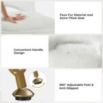 GREENSTELL Small Vanity Stool Chair with Storage and Folding Back, 13.4" x 15" x 30" Square Faux Fur Soft Ottoman, 4 Metal Legs with Anti-Slip Feet, Furry Padded Seat for Makeup, Bedroom, White - Image 7