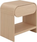 Nathan Jamea Iris Mid-Century Modern Nightstand with Drawer, End Table with Storage for Bedroom or Living Room with Rounded Silhouette, Light Oak - Image 7