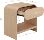 Nathan Jamea Iris Mid-Century Modern Nightstand with Drawer, End Table with Storage for Bedroom or Living Room with Rounded Silhouette, Light Oak - Image 3