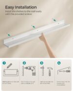 SONGMICS Floating Shelves, Set of 3 Wall Shelves, 31.5-Inch Wide, for Photo Frames and Trinkets, for Living Room, Home Office, Kitchen, Bathroom, White ULWS081W01 - Image 6