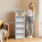ZENY 5-Tier Shelf Bookcase, Freestanding Wood Storage Display Open Bookshelf for Home Office, White - Image 4