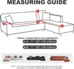 Sectional Couch Covers 2-Piece Softness L Shaped Sofa Cover Super Stretch L-Type Couch Slipcover with 2Pcs Pillowcases Sofa Slipcover 3 Seater + 3 Seater Furniture Protector (Black) - Image 6