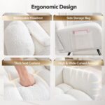 Nursery Rocking Chair,300lb Glider Chair with Wood Legs/Two Side Pockets,Teddy Upholstered Glider Rocker with Padded Seat High Backrest for Living Room/Bedroom/Nursery - Image 6