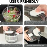 Ourokhome Salad Spinner Lettuce Dryer, Hand-crank Rotary Vegetable Dryer Veggie Washer with Transparent Bowl and Colander for Greens, Herb, Berry, Fruits, Macaroni, 2.8 QT, White - Image 9