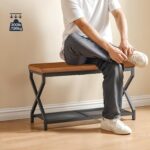 HOOBRO 29.5" L Shoe Bench, Shoe Rack Bench with PU Leather Cushion, Shoe Storage Organizer for Front Door Entrance, 2-Tier Entryway Bench for Small Space, Loads 300 lb, Whiskey Brown CB24HX01 - Image 3