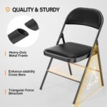 VINGLI 10 Pack Folding Chairs with Padded Seats, Metal Frame with Pu Leather Seat & Back, Capacity 350 lbs, Black - Image 6