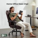 Office Chair, Big and Tall Office Chair with Foot Rest Ergonomic Desk Chairs Reclining High Back Leather Chairs with Lumbar Support(Brown) - Image 9