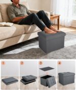 Ottoman Storage Ottoman Foot Rest Stool Foldable Bench with Storage Student Dormitory Bedroom and Entryway 16 X 12 X 12 - Image 4