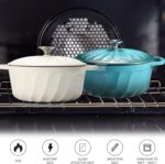 Enameled Cast Iron Dutch Oven with Lid, 3 QT Cast Iron Dutch Oven Pot, Heavy Duty Cast Iron Pot for for Bread Baking, Cook, Bake, Oven Safe across All Cooktops (BlueGreen,3 QT) - Image 6