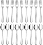 Hiware 24-piece Forks and Spoons Silverware Set, Food Grade Stainless Steel Flatware Cutlery Set for Home, Kitchen and Restaurant, Mirror Polished, Dishwasher Safe - Image 2