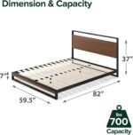 ZINUS Suzanne 37 Inch Metal and Wood Platform Bed Frame / Solid Wood & Steel Construction / No Box Spring Needed / Wood Slat Support / Easy Assembly, Chestnut Brown, Queen - Image 4