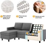 HONBAY Convertible Sectional Sofa, Convertible L Shaped Couch with Reversible Chaise, Sectional Couch for Small Space Apartment, Grey - Image 4