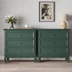 RoyalCraft Green Nightstand for Bedroom, Wide Nightstand with 3 Drawer, Modern End Table, Wood Beside Table for Home and Office, Green - Image 8