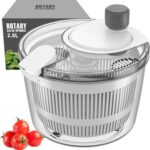 Ourokhome Salad Spinner Lettuce Dryer, Hand-crank Rotary Vegetable Dryer Veggie Washer with Transparent Bowl and Colander for Greens, Herb, Berry, Fruits, Macaroni, 2.8 QT, White - Image 2