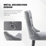 Velvet Dining Chairs Set of 6,Upholstered Dining Chairs with Ring Pull Trim and Button Back,Modern Seating for Kitchen, Bedroom & Living Room(Grey) - Image 8
