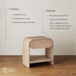 Nathan Jamea Iris Mid-Century Modern Nightstand with Drawer, End Table with Storage for Bedroom or Living Room with Rounded Silhouette, Light Oak - Image 5