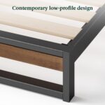 ZINUS Suzanne 37 Inch Metal and Wood Platform Bed Frame / Solid Wood & Steel Construction / No Box Spring Needed / Wood Slat Support / Easy Assembly, Chestnut Brown, Queen - Image 7