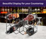 Melvvi Wine Rack Black Metal Large 15" Countertop 3-Tier Stand Holds 14 Bottles & 2 Glasses, Perfect for Kitchen & Bar – No Assembly Required - Image 4