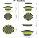 Collapsible Colander 3-Pack Set Space-Saving Foldable Kitchen Strainer with Non-Slip Base Durable Thickened PP+TPE Collapsible Strainers for Pasta, Vegetables, Fruits (Gray-Green) - Image 3