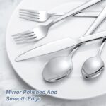 60 Piece Silverware Set For 12, Stainless Steel Flatware/Tableware Set Include Spoons/Forks/Knives, Yoehka Mirror Polished Cutlery Set For Home Kitchen Restaurant Hotel, Durable,Dishwasher Safe - Image 4