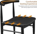 Yaheetech Dining Chairs Set of 6 Mid Century Modern Leather Dining Room Chairs with Armless Backrest & Metal Legs for Kitchen, Living Room, Black - Image 8