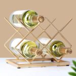 Countertop Wine Rack - 5 Bottle Freestanding Modern Gold Metal Small Wine Rack - Tabletop Wine Holder Stand for Cabinet, Pantry, Wine Bottle Storage… - Image 5