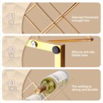 Countertop Wine Rack - 5 Bottle Freestanding Modern Gold Metal Small Wine Rack - Tabletop Wine Holder Stand for Cabinet, Pantry, Wine Bottle Storage… - Image 8