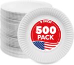 Stock Your Home 9-Inch Paper Plates Uncoated, Everyday Disposable Plates 9" Paper Plate Bulk, White, 500 Count - Image 2