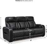Signature Design by Ashley Boyington Contemporary Leather Match Power Reclining Sofa with Adjustable Headrest, Cup Holder, USB Charging Ports, Air Massage System and LED Lighting, Black - Image 4