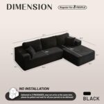 107" Boneless Couch with Deep Seat, Set of Modular Sectional Sofa, Cloud Sectional Couch for Living Room, No Assembly Required, Corduroy, L-Shape Left, Black - Image 3
