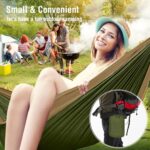 Hammock Camping, Portable Single/Double Hammocks for Outdoor Hiking Travel Backpacking - 210D Nylon Hammock Swing for Backyard & Garden (Green/Khaki) - Image 7