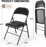 VINGLI 10 Pack Folding Chairs with Padded Seats, Metal Frame with Pu Leather Seat & Back, Capacity 350 lbs, Black - Image 4