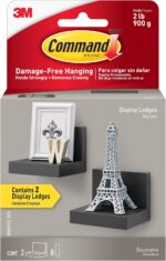 Command Display Ledges, Holds up to 2 lb, Slate, 2 Ledges with 8 Medium Strips, Damage-Free Hanging Floating Shelf with Adhesive Strips, Personalize Living Room, Bedroom, Kids Room or Office - Image 2