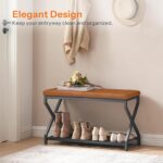 HOOBRO 29.5" L Shoe Bench, Shoe Rack Bench with PU Leather Cushion, Shoe Storage Organizer for Front Door Entrance, 2-Tier Entryway Bench for Small Space, Loads 300 lb, Whiskey Brown CB24HX01 - Image 6