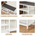 ZHOOGE Shoe Bench & Rack Storage Bench with Seat Cushion, Stable Entryway Bench Holds Up to 300 lb, (35" L x 12" W x 17" H, White) - Image 7