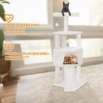 45in Cat Tree Tower with Big Condo for Indoor Kitten,Cat Tower with Scratching Post,Scratching Board and Cat Toys,Multi-Level,Small Space,Transformer Cat Tree, Beige(New) - Image 7
