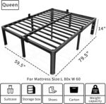 ROIL 14 inch Metal Queen Bed Frame with Rounded Corner and Headboard Hole Mattress Retainers 3500LBS Heavy Duty Steel Slats No Box Spring Needed Platform Noise-Free Easy Assembly - Image 4