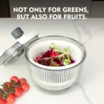 Ourokhome Salad Spinner Lettuce Dryer, Hand-crank Rotary Vegetable Dryer Veggie Washer with Transparent Bowl and Colander for Greens, Herb, Berry, Fruits, Macaroni, 2.8 QT, White - Image 4
