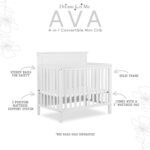 Dream On Me Ava 4-in-1 Mini Baby Crib with Daybed & Twin Bed Conversion in White, GreenGuard Gold & JPMA, Non-Toxic Finish, 3-Position Adjustable Height, Includes 1″ Mattress Pad - Image 5