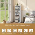 ZENY 5-Tier Shelf Bookcase, Freestanding Wood Storage Display Open Bookshelf for Home Office, White - Image 8