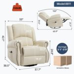 Leather Recliner Chair, 360° Swivel Recliner with Heat and Massage,Classic and Traditional Manual Recliner Chair with Comfortable Arms for Living Room - Image 3