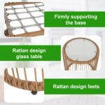 3-Piece Outdoor Furniture Modern Patio Bistro Set Rattan Conversation Set Wicker Patio Furniture Set with 2 Chairs Coffee Table Cushions Lumbar Pillows for Patio Outdoor Backyard Porch, White - Image 4