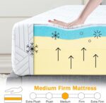 Twin Size Mattress Gel Memory Foam Bed Mattress in a Box Medium Firm and Good Support Removable and Washable Design Breathable Fabric Small Compression Packaging for Kids and Adults - Image 3