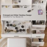 YESHOMY Vanity Desk with Mirror, Power Outlet and 10 Lights, Makeup Table with 4 Drawers, 3 Color Modes Available for Bedroom, White - Image 3