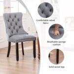 Velvet Dining Chairs Set of 6,Upholstered Dining Chairs with Ring Pull Trim and Button Back,Modern Seating for Kitchen, Bedroom & Living Room(Grey) - Image 6