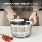 Ourokhome Salad Spinner Lettuce Dryer, Hand-crank Rotary Vegetable Dryer Veggie Washer with Transparent Bowl and Colander for Greens, Herb, Berry, Fruits, Macaroni, 2.8 QT, White - Image 3