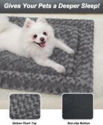 Washable Dog Bed Mat Ultra Soft Dog Crate Pad Comfy Fluffy Pet Kennel Beds Sleeping Mattress for Large Jumbo Medium Small Dogs, 35 x 22 Inch, Gray - Image 4