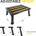 Adjustable Height Aluminum RV Step, Stable Foldable Platform Step Stool, Supports Up to 1,000 lb, Non-Slip Rubber Feet and Platform Mat, Easy to Carry (Black) - Image 3