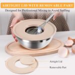 Mixing Bowls with Airtight Lids Set, 20 PCS Kitchen Gadgets Set, 6 Stainless Steel Bowls,3 Grater Attachments,Non-Slip Silicone Bottoms,Great for Serving&Baking,Size 5, 4, 3.5, 2.1, 1.5, 1.1QT (Khaki) - Image 5